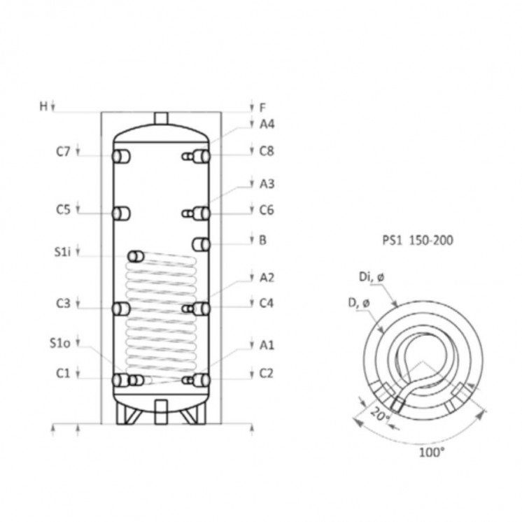 Ballon Tampon - 1 serpentin -  150L